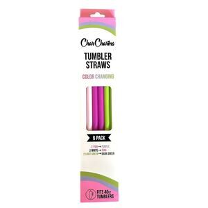 CharCharms Color Changing Tumbler Straws 6 Pack Fits 40oz Tumblers Reusable
